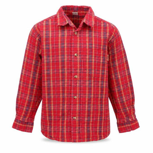 Adams Boys Red Plaid Button-Up Shirt, 8 Years - Casual Style