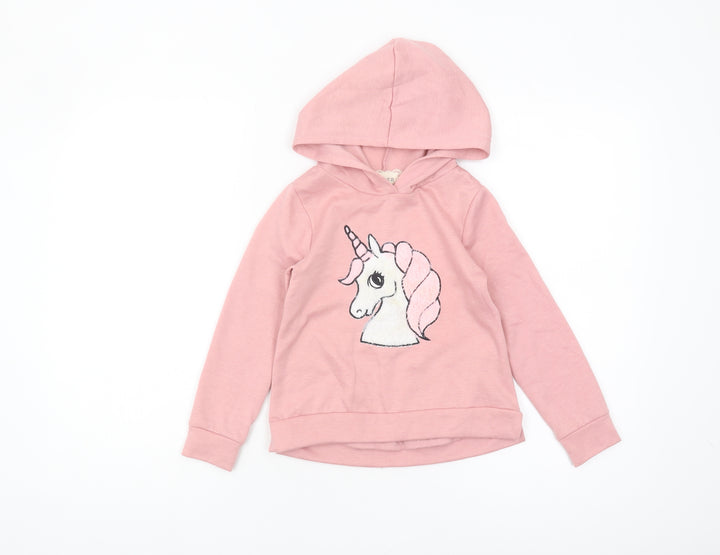 btween Girls Pink Unicorn Pullover Hoodie, Size 5 Years