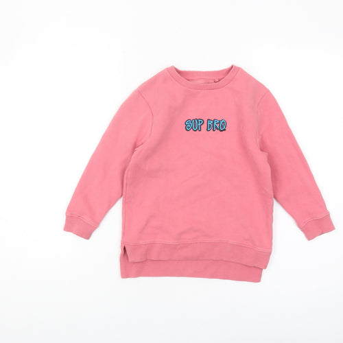 Next Girls Pink Pullover Sweatshirt, 5 Years, Embroidered