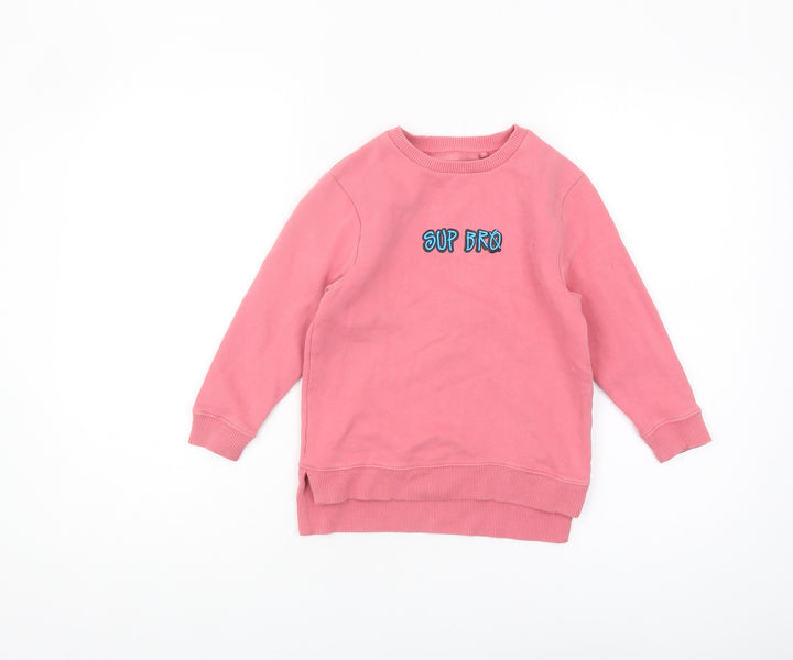 Next Girls Pink Pullover Sweatshirt, 5 Years, Embroidered