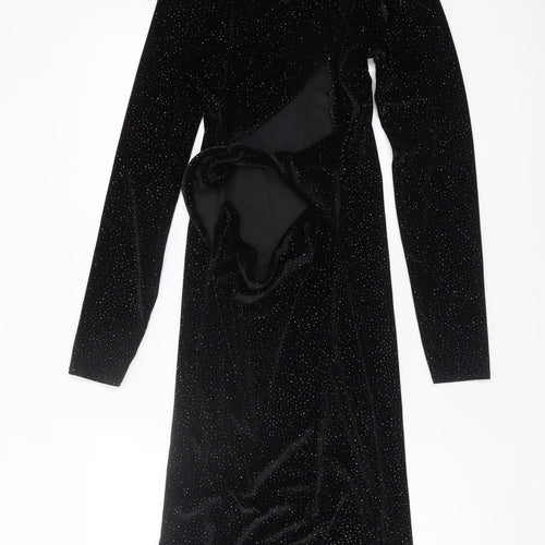 Boohoo Women's Black Glitter Velvet Midi Dress