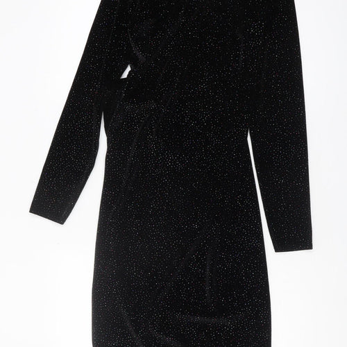 Boohoo Women's Black Glitter Velvet Midi Dress