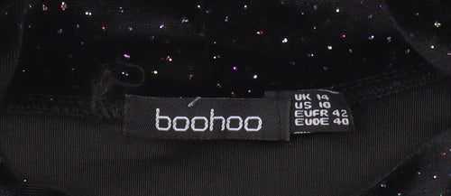 Boohoo Women's Black Glitter Velvet Midi Dress