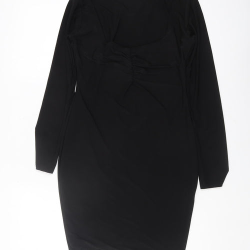 PrettyLittleThing Black Long Sleeve Dress, Size 14 Women