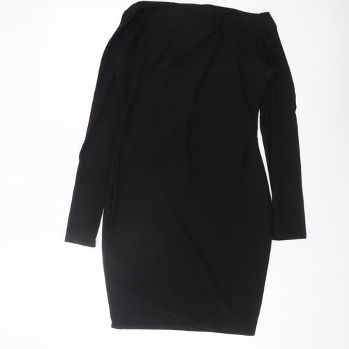 PrettyLittleThing Black Long Sleeve Dress, Size 14 Women