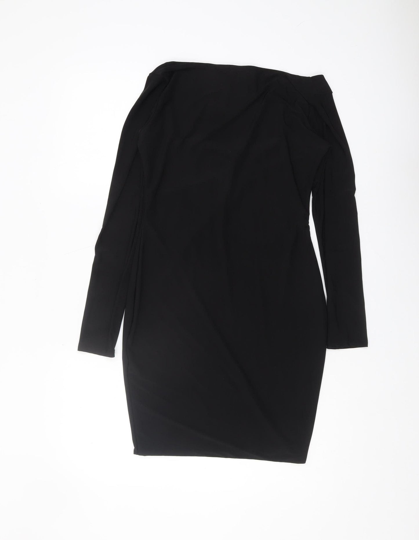 PrettyLittleThing Black Long Sleeve Dress, Size 14 Women