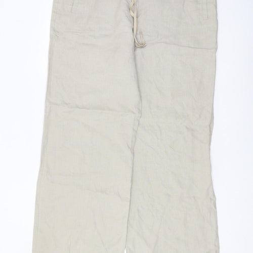 Planet Women's Beige Linen Trousers Size 14