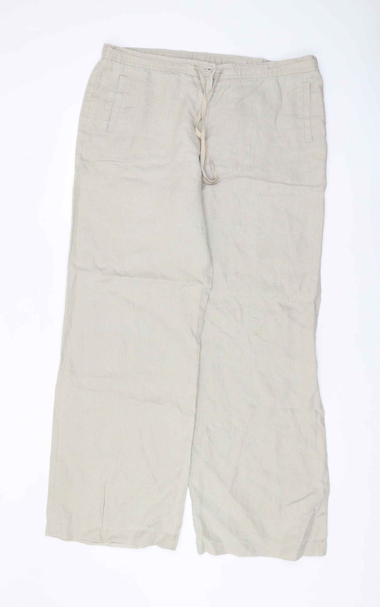 Planet Women's Beige Linen Trousers Size 14