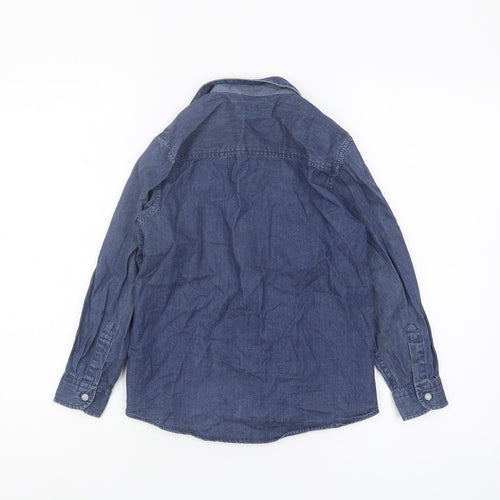Next Boys Blue Button-Up Shirt 8 Years Geometric Long Sleeve