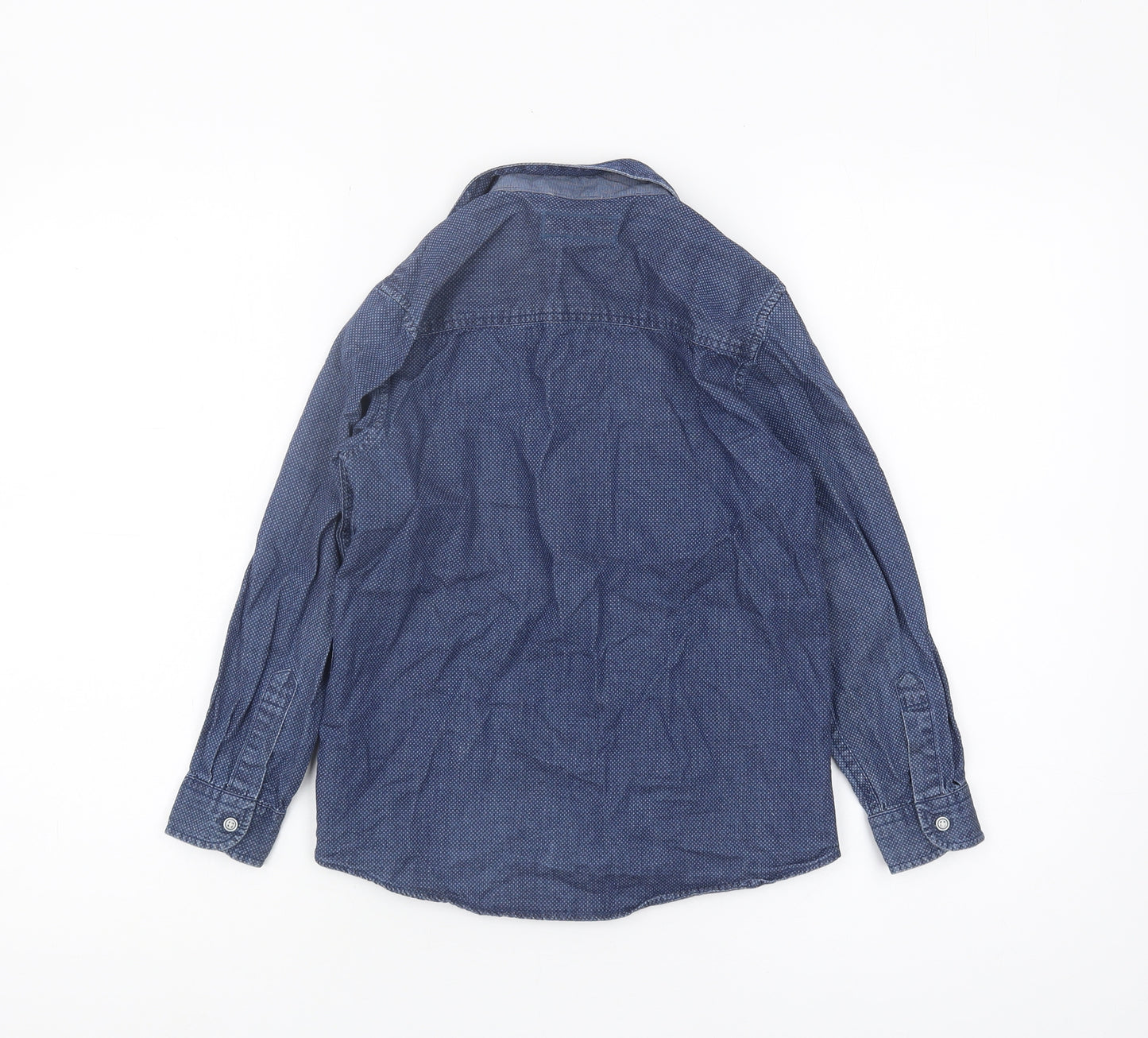 Next Boys Blue Button-Up Shirt 8 Years Geometric Long Sleeve