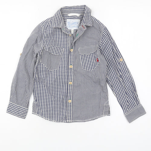 Joules Boys Blue Check Button-Up Shirt Size 7 Years