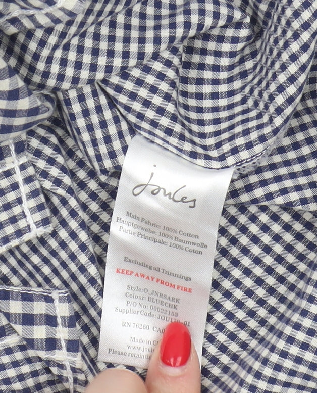 Joules Boys Blue Check Button-Up Shirt Size 7 Years