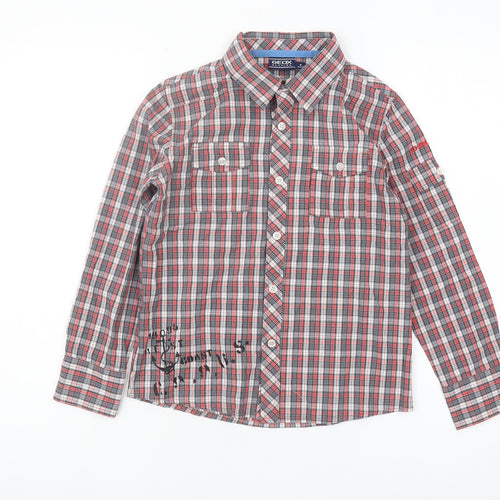Geox Boys Red Plaid Button-Up Shirt, 8 Years, Casual