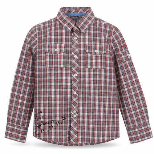 Geox Boys Red Plaid Button-Up Shirt, 8 Years, Casual