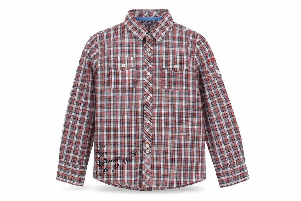 Geox Boys Red Plaid Button-Up Shirt, 8 Years, Casual