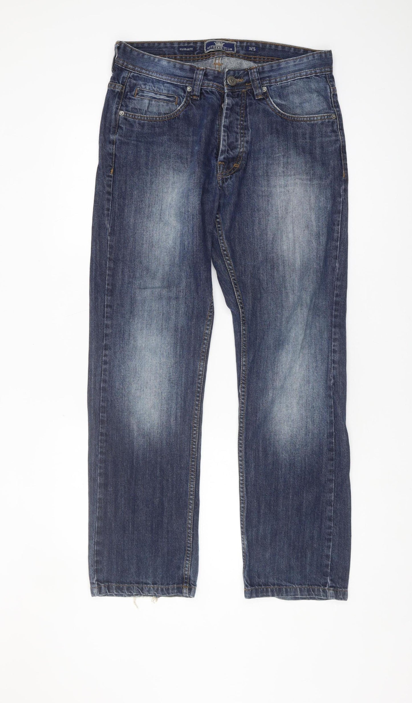 Officers Club Men's Blue Straight Jeans 32 Regular