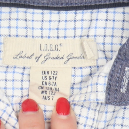 L.O.G.G. Boys Blue Check Button-Up Shirt 6-7 Years