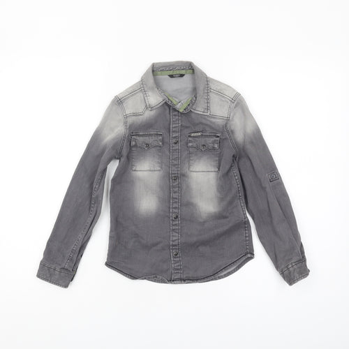 Guess Boys Grey Casual Logo Denim Shirt, Size 7 Years
