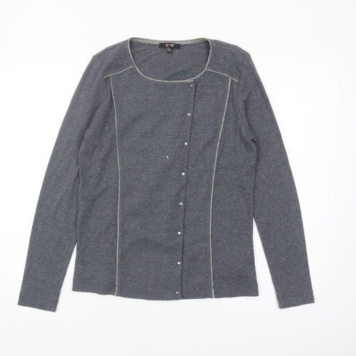 Yest Women's Grey Button-Up Long Sleeve Top Size 12