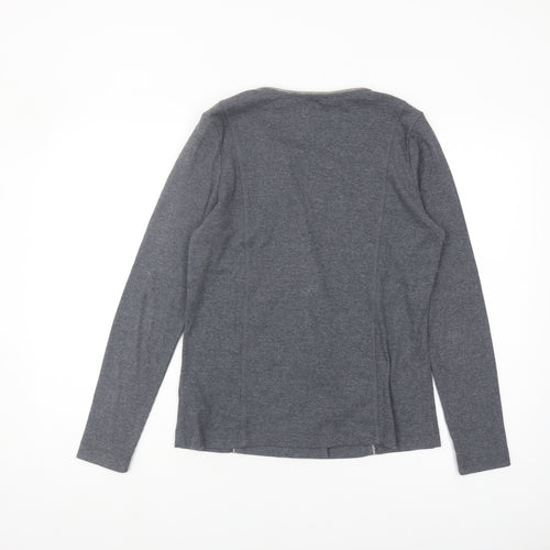 Yest Women's Grey Button-Up Long Sleeve Top Size 12