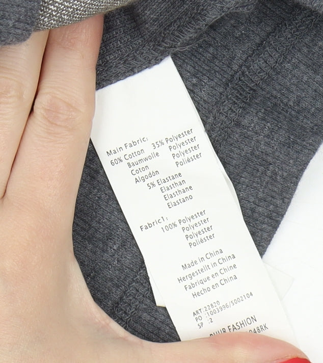 Yest Women's Grey Button-Up Long Sleeve Top Size 12