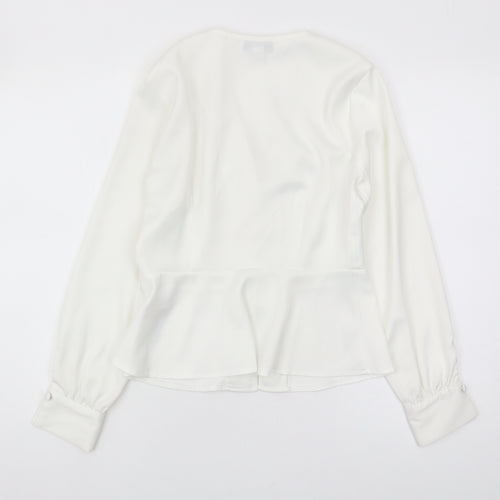 Topshop Women's White Satin Button Blouse UK 10