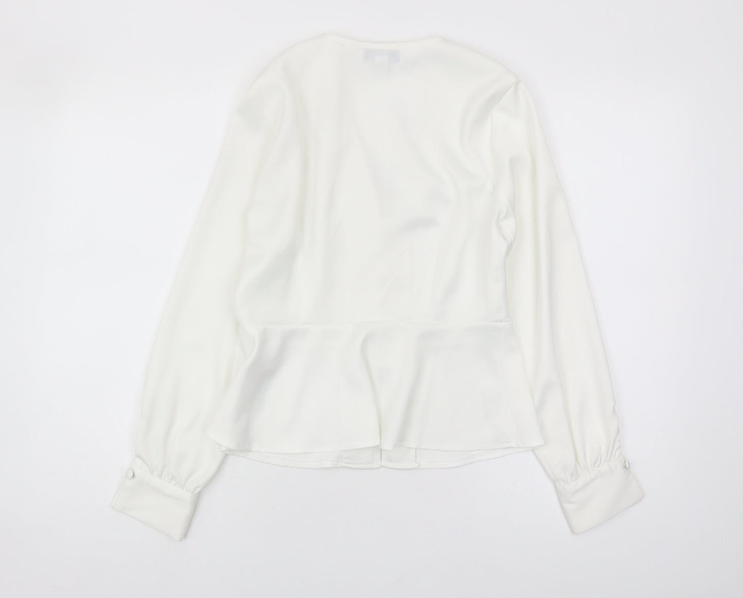 Topshop Women's White Satin Button Blouse UK 10