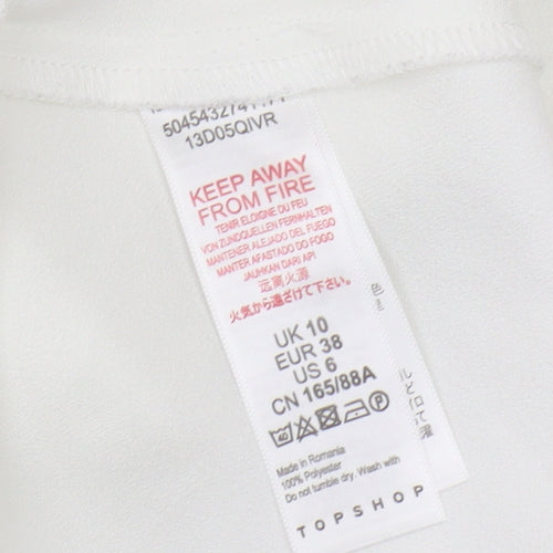 Topshop Women's White Satin Button Blouse UK 10