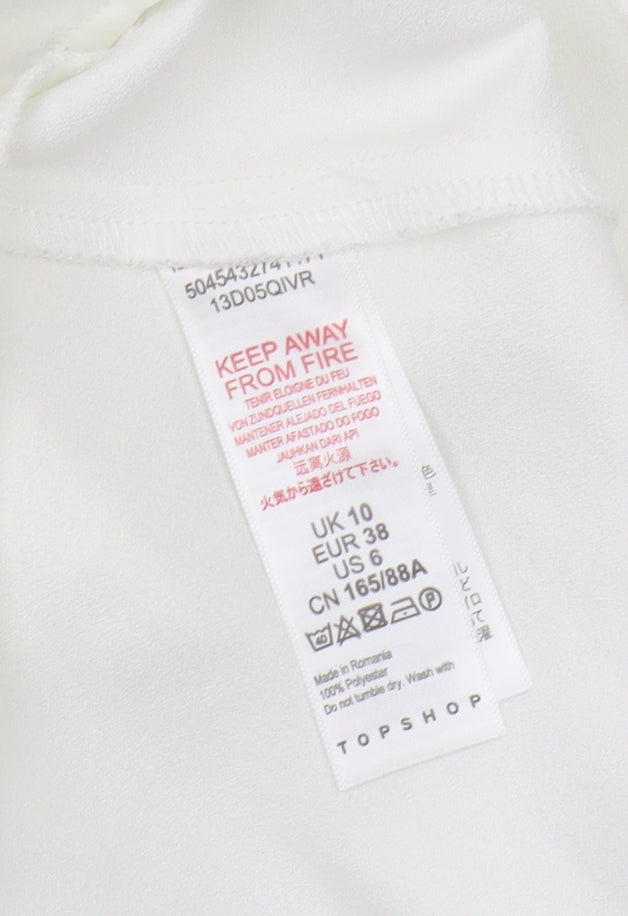 Topshop Women's White Satin Button Blouse UK 10
