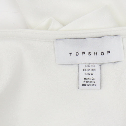 Topshop Women's White Satin Button Blouse UK 10