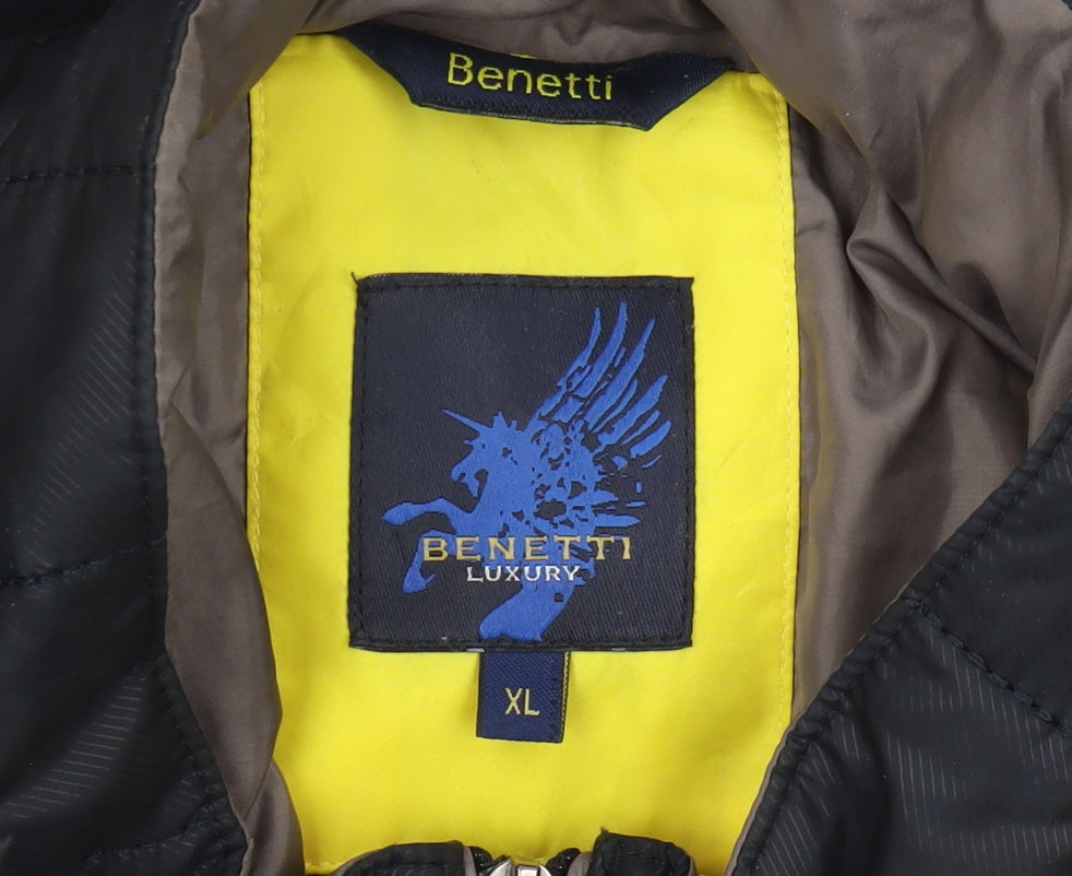 Benetti Men's XL Blue Puffer Jacket - Casual Style