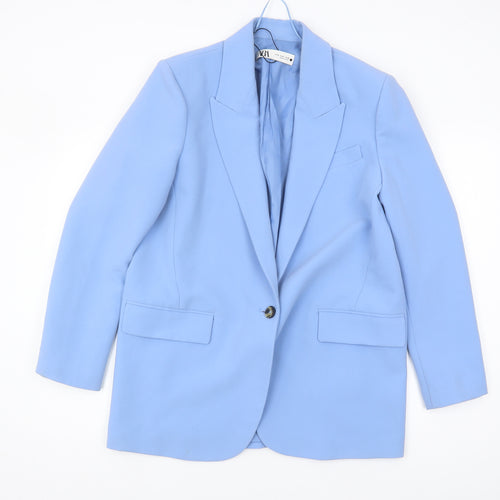 Zara Women Blue Blazer UK 12 Regular Fit