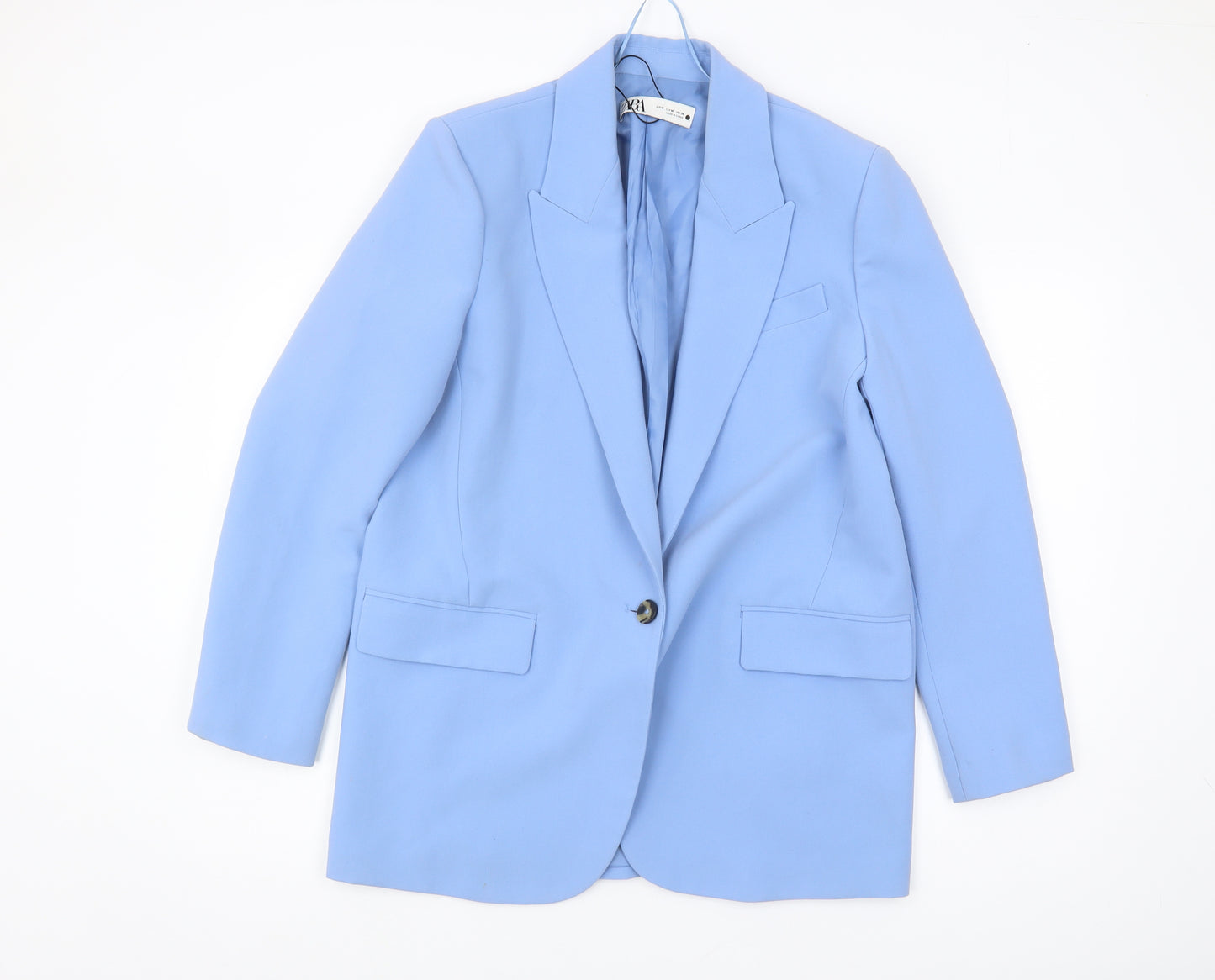 Zara Women Blue Blazer UK 12 Regular Fit