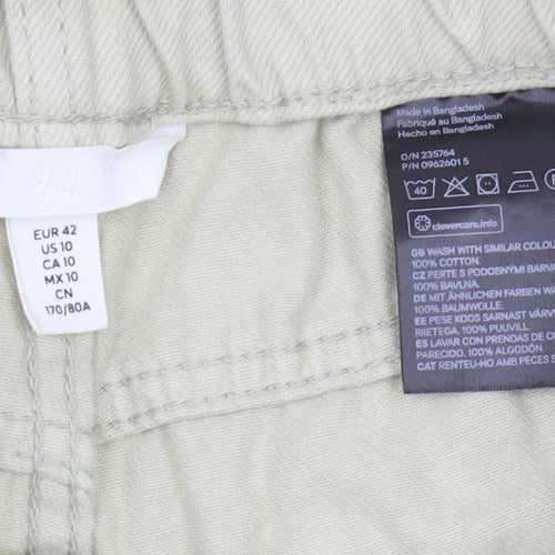 H&M Women's Beige Jeans, Size 14, 5-Pocket Design
