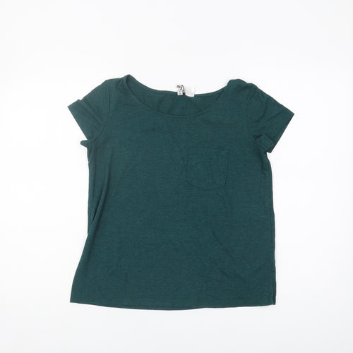 H&M Women's Green XS Basic T-Shirt, Casual Round Neck