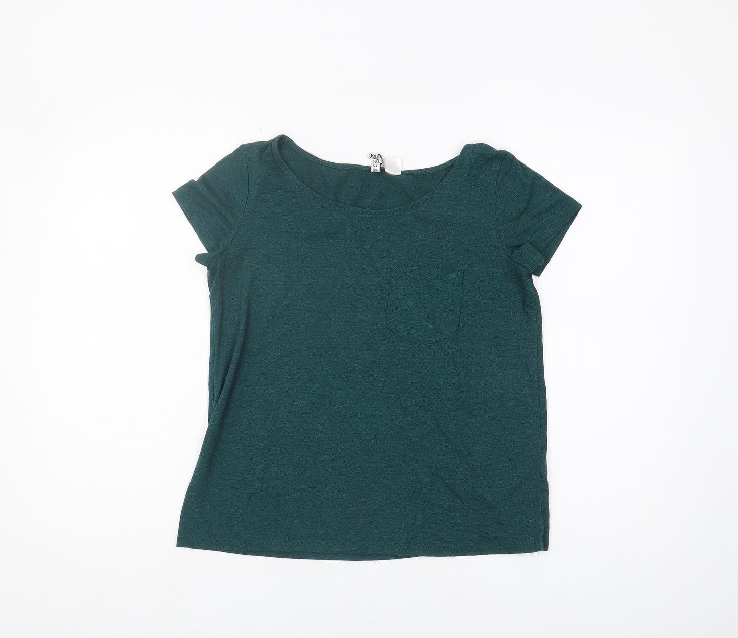 H&M Women's Green XS Basic T-Shirt, Casual Round Neck
