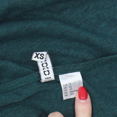 H&M Women's Green XS Basic T-Shirt, Casual Round Neck