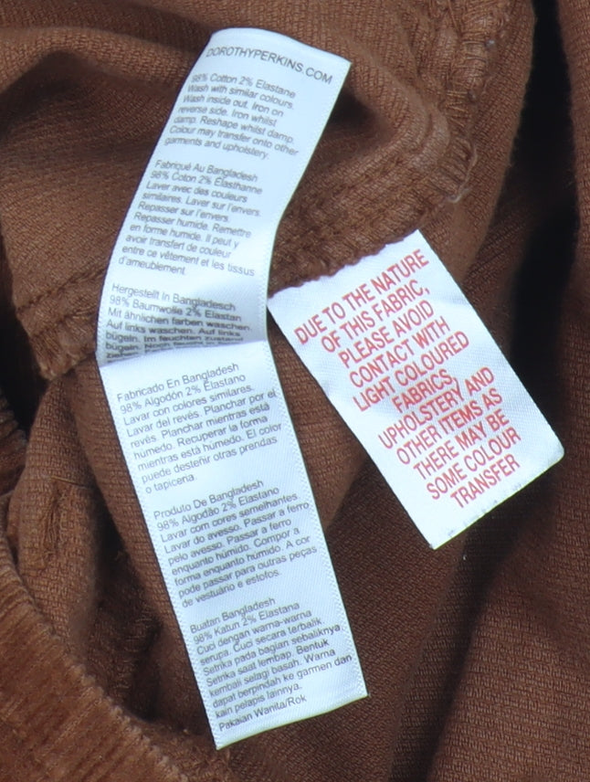 Dorothy Perkins Women's Brown Corduroy Skirt, Size 16