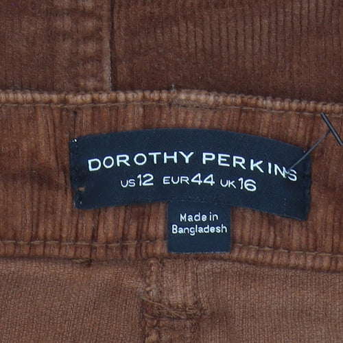 Dorothy Perkins Women's Brown Corduroy Skirt, Size 16