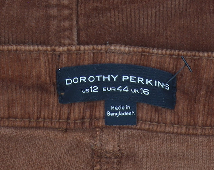 Dorothy Perkins Women's Brown Corduroy Skirt, Size 16