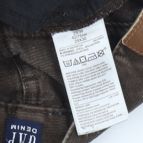 GAP Men's Brown Slim Corduroy Trousers, Size 29