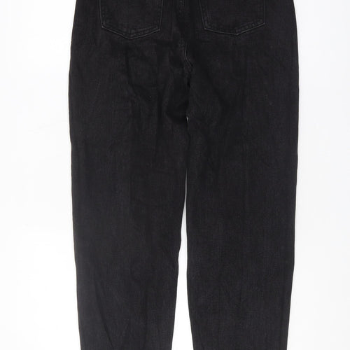 PrettyLittleThing Black Mom Jeans UK 8 Distressed Style