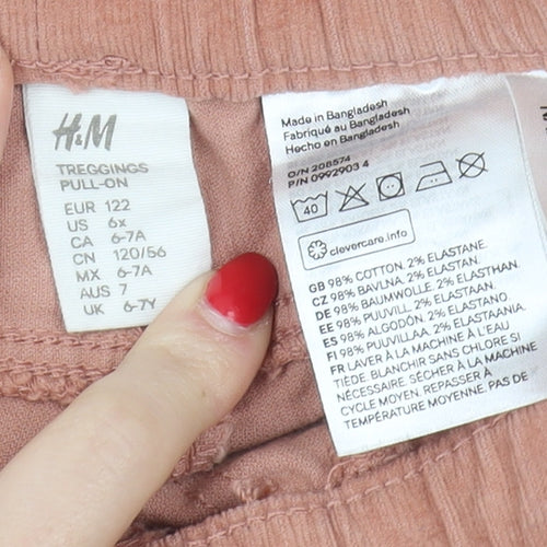 H&M Girls Pink Jegging Trousers Size 7 Years