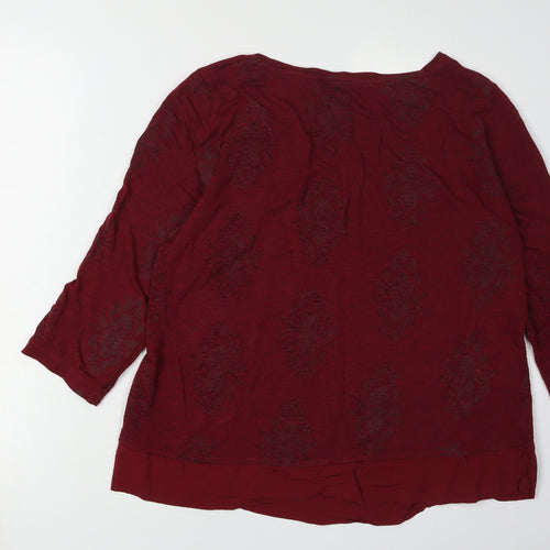 White Stuff Women's Red 3/4 Sleeve Top - Size 16