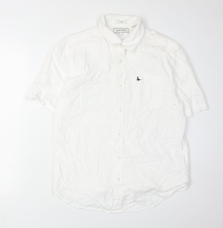 Jack Wills Men's White Shirt M Short Sleeve Casual