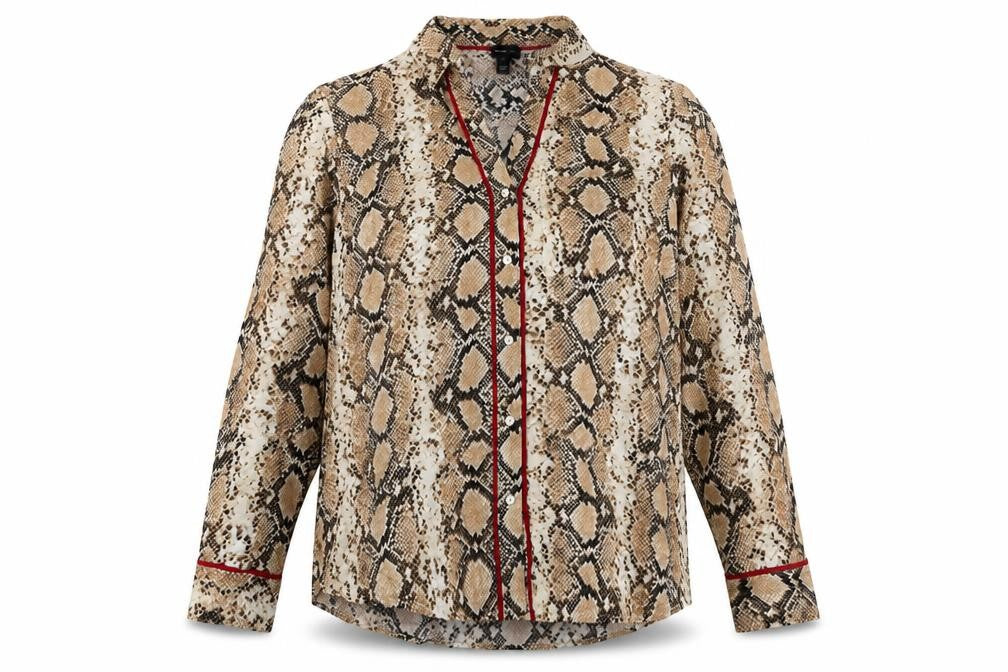 Front view of River Island Women Beige Animal Print Button-Up Shirt