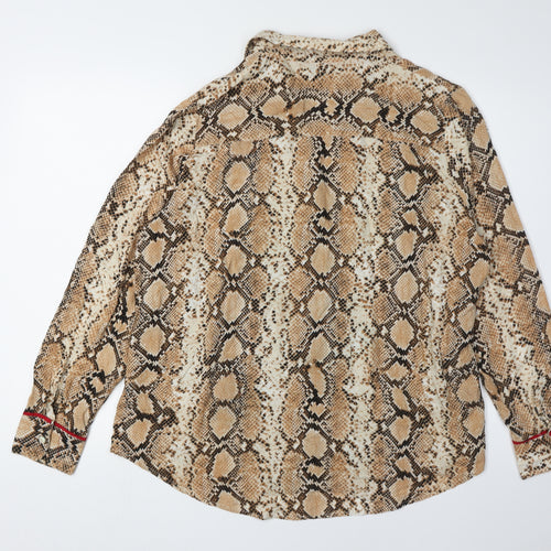 River Island Women Beige Animal Print Button-Up Shirt