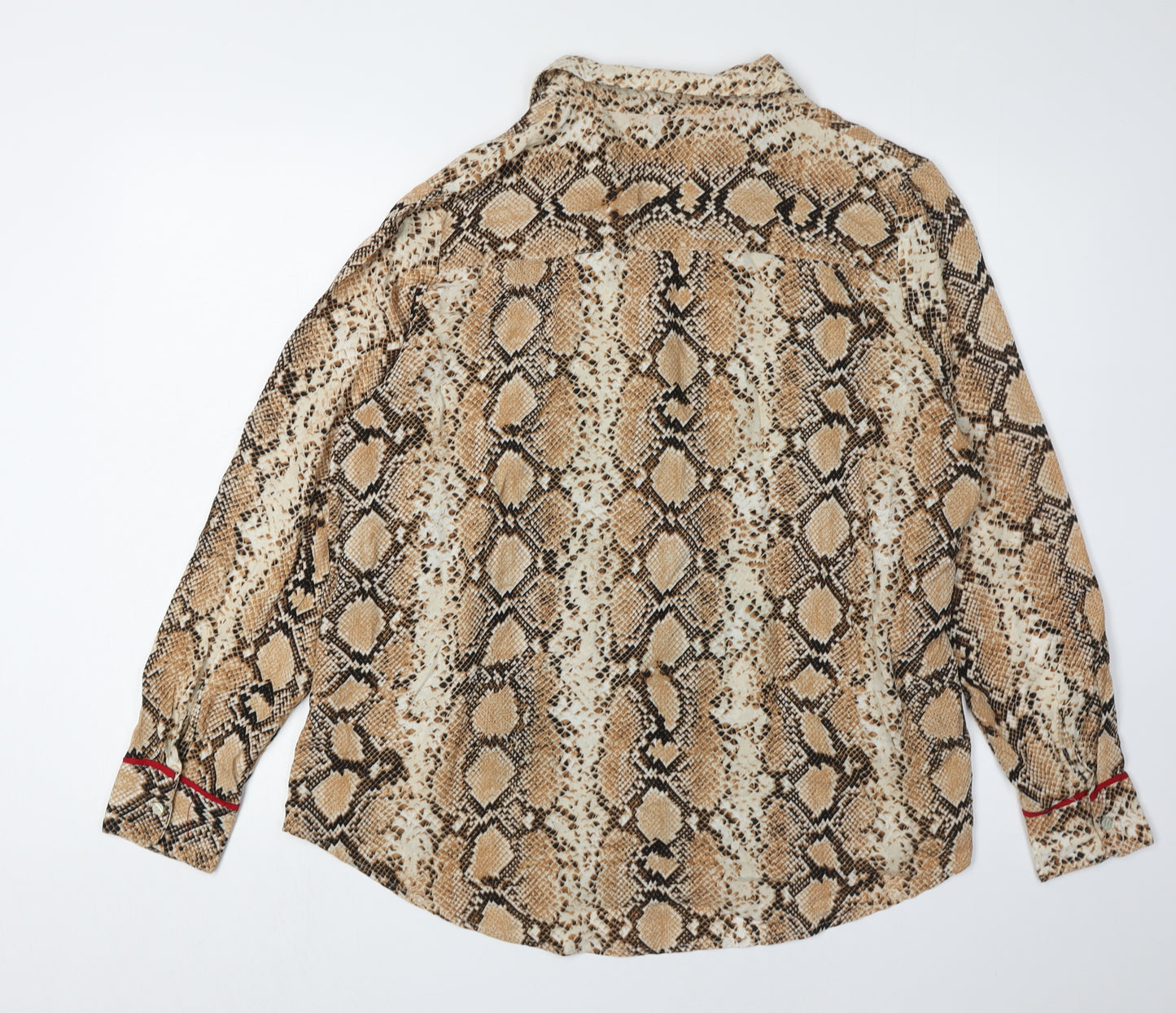 River Island Women Beige Animal Print Button-Up Shirt