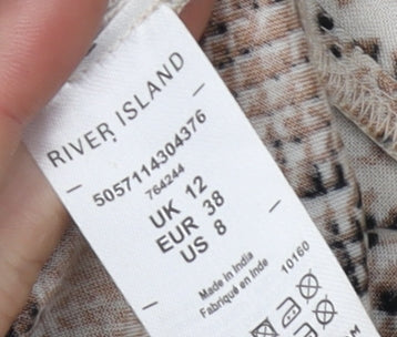 River Island Women Beige Animal Print Button-Up Shirt