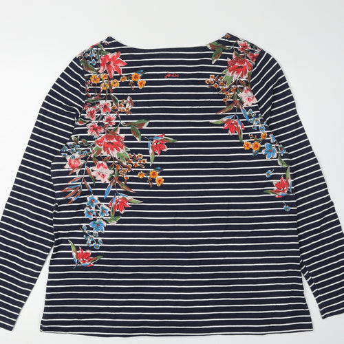 Joules Women's Floral Striped Cotton T-Shirt, Size 18